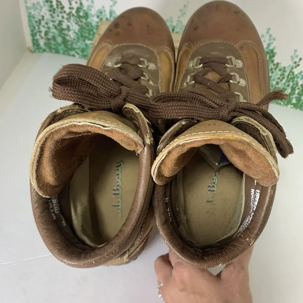 L. L. Bean Vintage Cowhide Leather Hiking Gore-Tex Boots Size 8.5 Mens